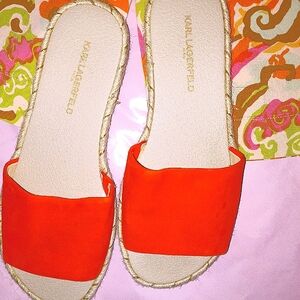 NEW! Karl Lagerfeld Leather-top Espadrille Flats, 7.5